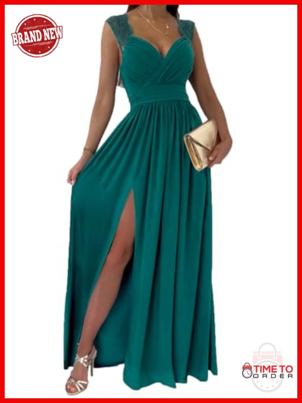 Dokotoo Women's Wrap V-Neck Sleeveless Maxi Formal Dress